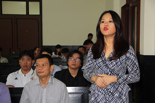 Bà Bích đại diện công ty Tân Hiệp Phát tại phiên tòa - Ảnh: Thanh Tú 