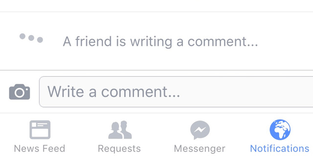 Thông báo một người bạn đang comments trên Facebook 