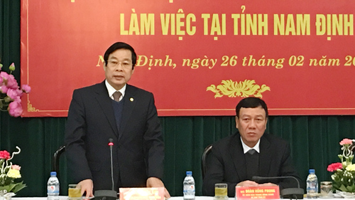 Bộ trưởng Nguyễn Bắc Son phát biểu tại buổi làm việc. 