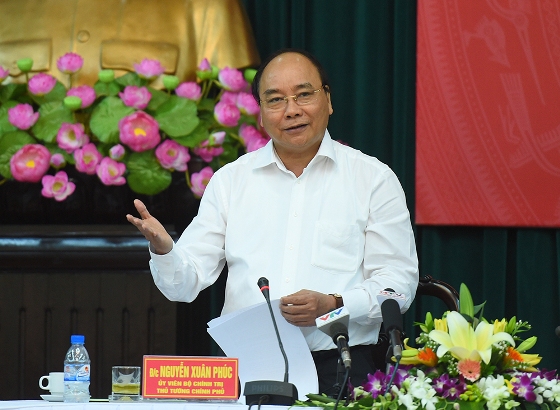 Thủ tướng Chính phủ Nguyễn Xuân Phúc phát biểu tại buổi làm việc với lãnh đạo chủ chốt tỉnh Nam Định. 