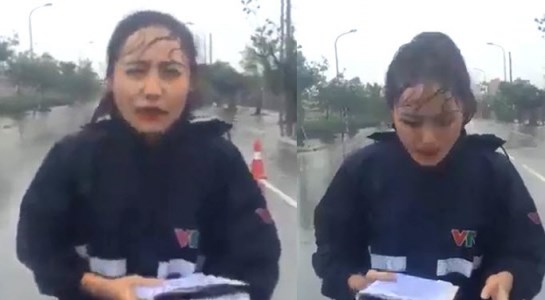 Tranh cãi phóng viên VTV “làm màu” khi đưa tin bão số 3 tại Nam Định