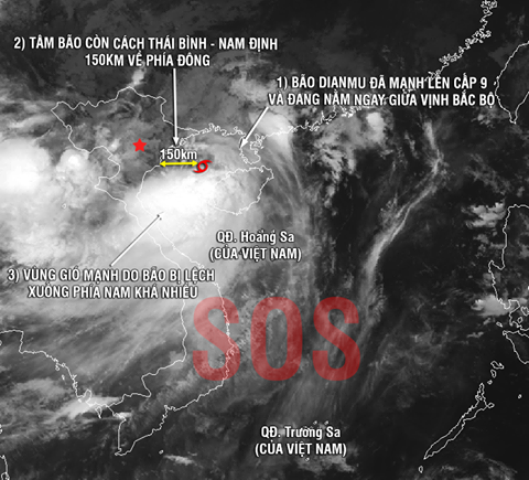 Trưa nay bão “Thần sét” giật cấp 12 – 14 sẽ đổ bộ Nam Định, Thái Bình, Quảng Ninh
