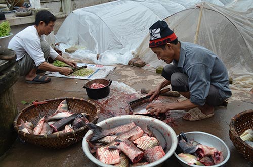 Cá nướng thường là loại trắm cỏ (từ 2 - 5kg), hay cá chép (từ 1 - 2 kg) tùy theo sở thích của mỗi nhà. Năm nay, gia đình nhà ông Nguyễn Văn Tiến (58 tuổi) ở thôn Đại Thắng 5 cũng chuẩn bị 5kg cá trắm cỏ để nướng.
