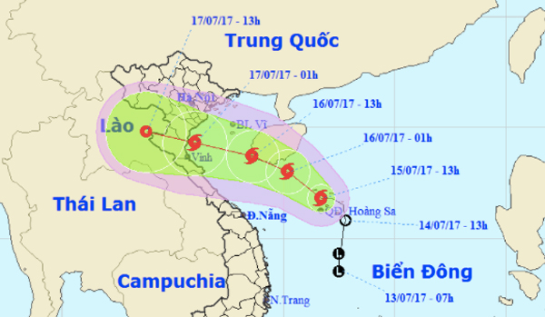 Bão số 2 giật cấp 10 hướng thẳng Nam Định – Nghệ An