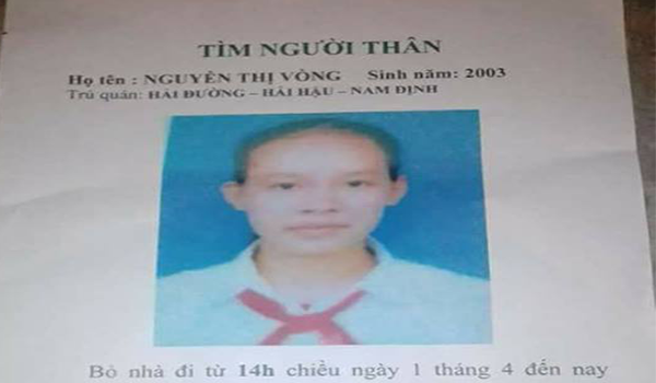 Nam Định: Nữ sinh lớp 9 mất tích khi đi cùng người đàn ông lạ mặt