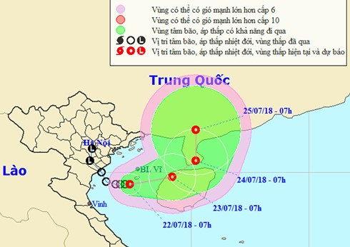 Áp thấp nhiệt đới gần bờ cách Nam Định – Thanh Hóa khoảng 210km