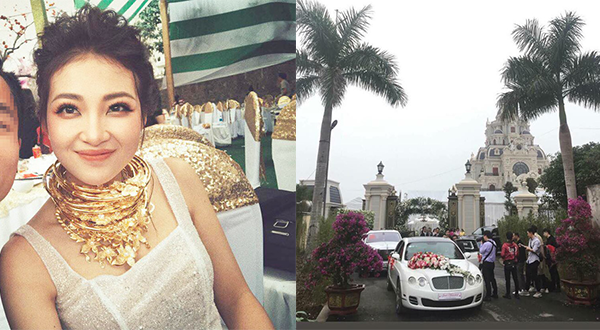 Xôn xao hình ảnh cô dâu vàng đeo trĩu cổ, đám cưới xuất hiện 2 siêu xe Rolls-Royce