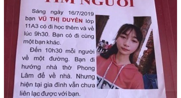 Sau hơn tháng mất tích, nữ sinh 17 tuổi ở Nam Định đã được tìm thấy