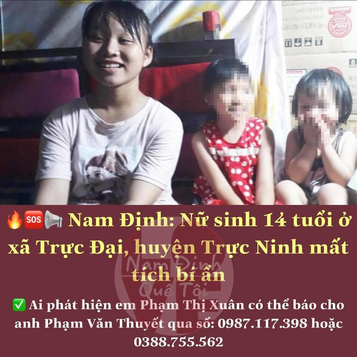 Tìm kiếm thiếu nữ 14 tuổi ở Nam Định mất tích