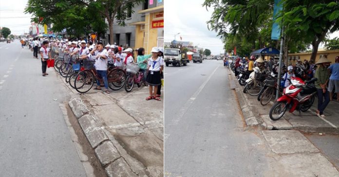 Nam Định: Phụ huynh khiến dân tình xuýt xoa khi đỗ xe ngay ngắn kéo dài cả cây số chờ con, bất ngờ hơn là thái độ của học sinh