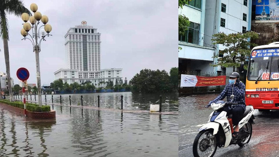 Mưa lớn gây ngập nhiều tuyến phố trên địa bàn thành phố Nam Định