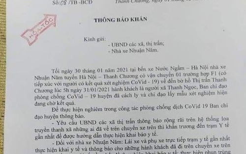 Hỏa tốc tìm hành khách đi cùng F1 từ Hà Nội về Nghệ An trong đêm