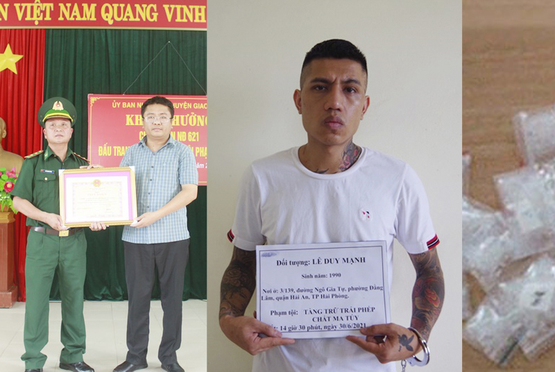 UBND huyện Giao Thủy khen thưởng cán bộ, chiến sỹ Đồn Biên phòng Quất Lâm triệt phá thành công chuyên án NĐ 621 tàng trữ trái phép chất ma túy.