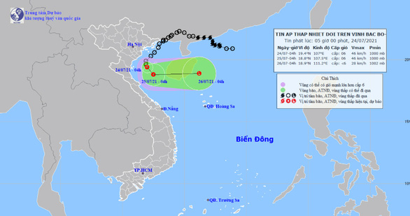 Áp thấp nhiệt đới cách Nam Định – Ninh Bình 120km, gây sóng lớn và mưa to
