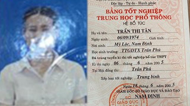 Nữ phó bí thư Đảng ủy xã ở Nam Định dùng bằng tốt nghiệp THPT giả