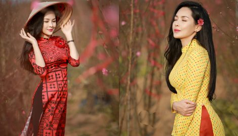 “Hot girl dao kéo” Nam Định đẹp lúng liếng với áo dài xuân