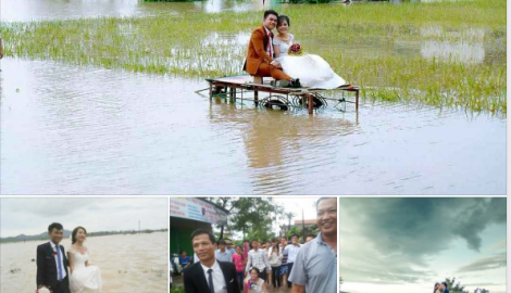 Bộ ảnh cưới chụp trên nóc nhà và những Đám cưới ’em gái mưa’ trong đợt lũ lịch sử