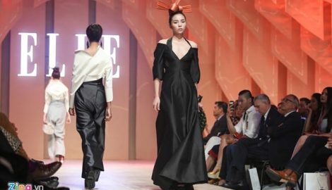 Kỳ Duyên diện váy xẻ sâu làm vedette ở Elle Show