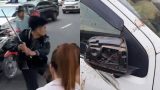 Tự va vào xe người khác, còn hung hăng đập phá tài sản