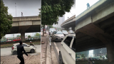 Nam thanh niên đi bộ “hóng gió” trên lan can đường vành đai 3 trên cao khiến nhiều người lo lắng