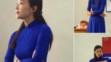 Cô giáo diện áo dài trên lớp đẹp tựa nàng thơ trong sách Ngữ văn được học trò chụp lén