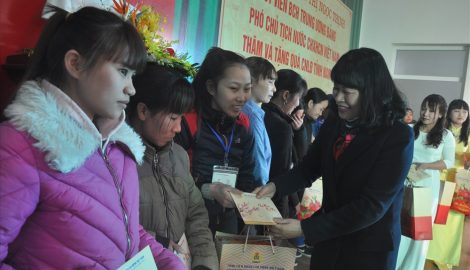 Phó Chủ tịch Nước Đặng Thị Ngọc Thịnh trao quà Tết cho công nhân khó khăn tại Nam Định