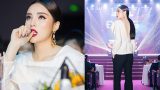 Hoa hậu Kỳ Duyên diện áo khoét lưng sâu hun hút làm giám khảo nhan sắc