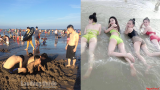 Bãi biển Quất Lâm, Nam Định cũng chật kín người dịp nghỉ lễ